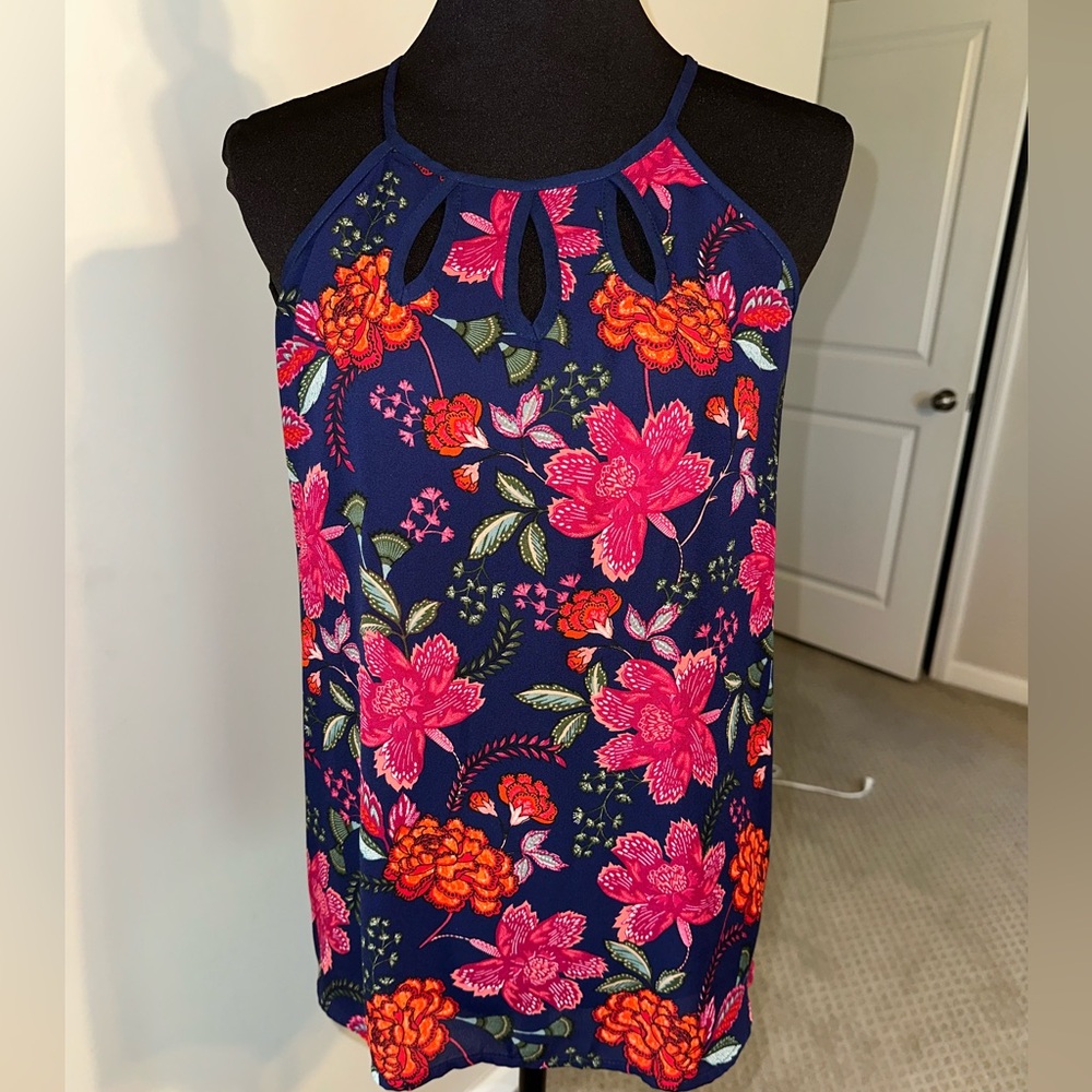 Papermoon Blue and Pink Cut Out Tank Top